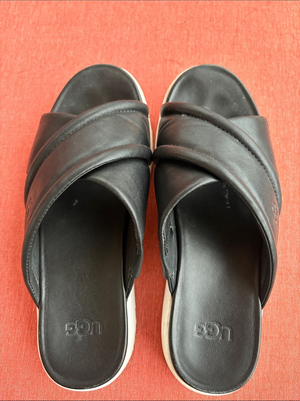 UGG Black Crisscross Slide Sandals